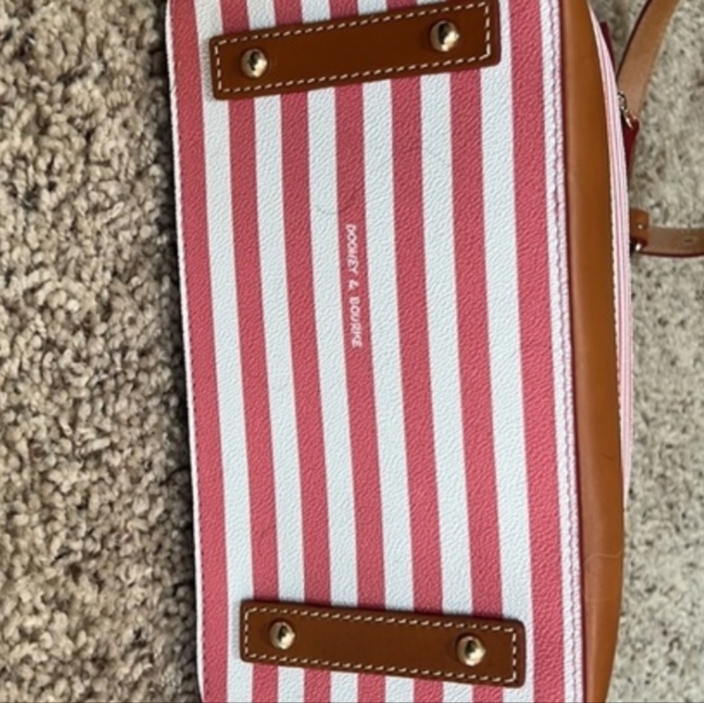 Dooney & Bourke Dome-shape Red and White Striped Satchel - Picture 5 of 5